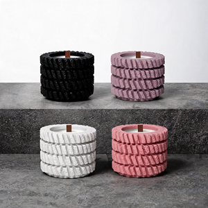 Luxury Industrial Tire Shaped Scented Soy Wax <b>Candle</b> With Wood <b>Wick</b> For Modern Home Decor Wholesale Private Label Premium Set - Product Image 2
