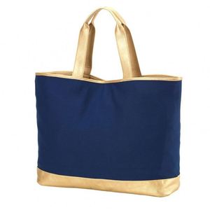 Sacs fourre-tout à fermeture éclair en gros, sacs de plage en toile et cuir avec monogramme, sacs cadeaux pour demoiselles d'honneur en or rose métallisé - Product Image 3