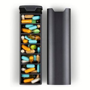 7 Day Weekly Organizer - Premium Stylish Aluminum Wood Large Capacity Pill <b>Box</b> for Supplements, Pills, and Vitamins. Custom - Product Image 1