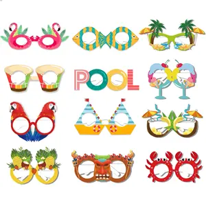 Óculos havaianos de papel engraçado para festas de verão, óculos divertidos para festas infantis, praia, tropical, adereços extravagantes