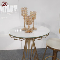 Table de bar de luxe ZKAI en acier inoxydable doré avec chaise à dossier haut pour mariage, événement, location