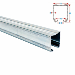 Système de rail <span class=keywords><strong>coulissant</strong></span> en acier galvanisé industriel - <span class=keywords><strong>Kit</strong></span> de roues de <span class=keywords><strong>guidage</strong></span> robustes de 2 mm antirouille pour portes d'entrepôt/locaux de stockage - Product Image 1