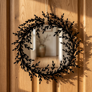 Couronne de feuilles métalliques rustiques, ronde, décorative, fleurs faites à la main, ornement de Noël suspendu non éclairé, emballage individuel - Product Image 3