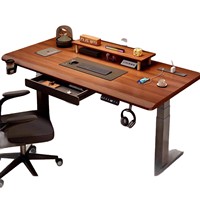 Bureau d'ordinateur en bois massif réglable en hauteur avec porte-gobelet et crochet pour écouteurs, compact, pour chambre à coucher, usage domestique, électrique, fabriqué en Chine