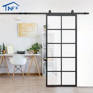 Frosted Glass Interior Door With Black Aluminium Frame Aluminium Sliding Barn Door With Hardware