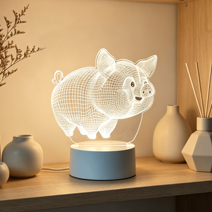 Lovely Piggy 7/16 Color Night <b>Light</b> 3D Illusion Remote Control LED Children's Night <b>Light</b> Baby Sleep Night <b>Light</b> - Product Image 5