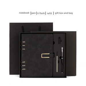 사용자 정의 로고 인쇄 PU 가죽 A5 노트북 세트 하드 커버 나선형 루스 리프 메모장 주최자 선물 상자가있는 주소록 저널 - Product Image 2