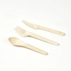 Cutlery Set Eco-friendly Dinnerware products Knife Disposable Fork Bagasse Spoon 6 inch Biodegradable Cutlery