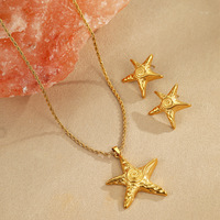 Nouveau individualiste en acier inoxydable étoile de mer antirouille PVD plaqué or collier étoile breloque bijoux collier boucles d'oreilles ensemble