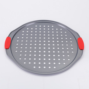 Molde para pizza perforado, redondo, antiadherente, apto para horno, herramienta para hornear pizza italiana casera de masa fina. - Product Image 4