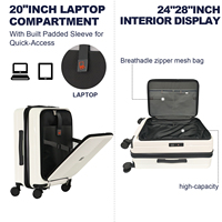 Valise rigide en PC blanc de haute qualité, ouverture frontale, roulettes silencieuses à 360°, avec serrure TSA pour les voyages