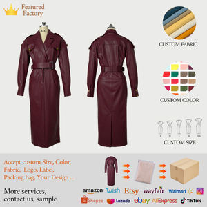 ZYHT 80340 Baru 2025 Musim Semi Gaya Eropa Pakaian Wanita Chic Kerah Berikat Pinggang Slim Fit Kulit PU Gaun Karier Jalanan Wanita - Product Image 6