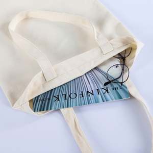 Bolsos de compras de lona promocionales, bolso de hombro de compras de lona de algodón reutilizable orgánico liso con logotipo personalizado/ - Product Image 4