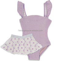 Maillot de bain bikini personnalisé pour fille, vêtements de plage, bikini avec étiquette à logo, maillot de bain une pièce smocké Flower Power