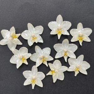 Collana con ciondolo a forma di fiore di orchidea essiccato e orecchini in resina epossidica naturale a forma di farfalla orchidea per decorazioni di gioielli - Product Image 5