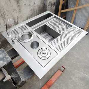 محطة تشغيل مخصصة لبار القهوة من الفولاذ المقاوم للصدأ من لانكسين، طاولة كوكتيل مربعة مخصصة - Product Image 6