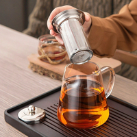 Théière en verre de grande capacité avec filtre bouilloire à café résistant à la chaleur faite à la main théière en verre borosilicate avec infuseur vente en gros