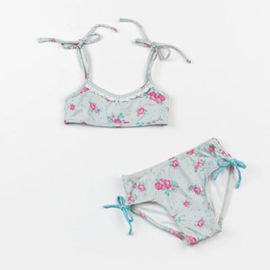 Traje de Baño de una Pieza para Niñas, Diseño Hawaiano a Cuadros Rosa, Manga Larga, Protección UPF50+, Bikini de Nailon Personalizado - Product Image 2