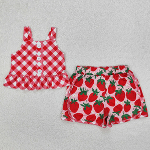 אופנה ילדים בנות 2 יח 'בגדי קיץ 2 יח' סט הדפסים עיצוב גופיות רצועת גופיות + בגדי בוטיק קצרים - Product Image 3