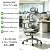 Chaise ergonomique en mesh pivotante à 360 degrés, dossier inclinable, profondeur de siège réglable, structure en nylon, pour personnel de bureau, logo personnalisé