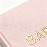 Journal de souvenirs pour bébé en lin avec couverture rigide, logo personnalisé en feuille d'or, cadeau de naissance, carnet