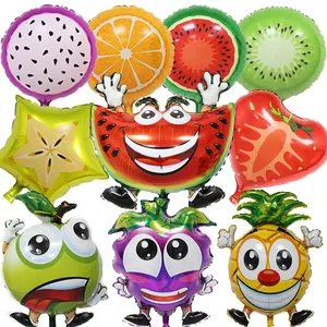 Globos de helio de aluminio para fiestas infantiles, venta al por mayor, Serie de frutas, manzana, piña, arándano, sandía