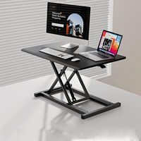 Penjualan laris gunting elegan tinggi Lift Adjustable Standing konverter meja hitam untuk Keyboard Mouse kantor