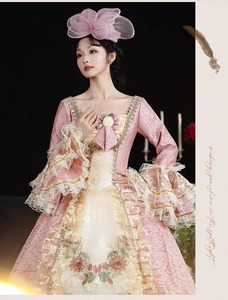 QQWZ713 mujeres Medieval Royal Rococó estilo <span class=keywords><strong>barroco</strong></span> disfraz Deluxe encaje Trim Ball vestido victoriano con sombrero personalizado - Product Image 3