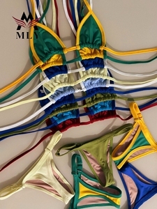 Conjuntos <span class=keywords><strong>de</strong></span> <span class=keywords><strong>Trajes</strong></span> <span class=keywords><strong>de</strong></span> <span class=keywords><strong>Baño</strong></span> Personalizados para Mujer, Bikini <span class=keywords><strong>de</strong></span> 2 Piezas con Tanga Micro Triángulo, Tela <span class=keywords><strong>de</strong></span> Algodón Suave, Traje <span class=keywords><strong>de</strong></span> <span class=keywords><strong>Baño</strong></span> Sexy al por Mayor - Product Image 1