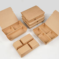 Caja de Almuerzo Desechable de Papel Kraft con Compartimentos, Contenedor de Alimentos a Prueba de Fugas, Caja para Comida para Llevar, Embalaje con Logotipo Personalizado de Grado Alimenticio