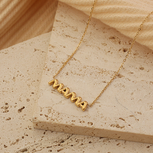Cadeau de mère Nouvelle maman Lettre Charm Collier PVD Plaqué or Acier inoxydable Bijoux de mode 3D Bulle Mère Maman Collier - Product Image 2