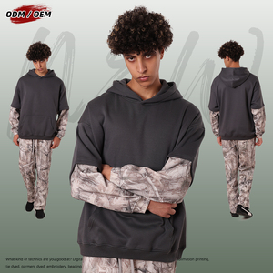 Sweat à capuche oversize vintage camouflage deux pièces avec impression numérique, style streetwear hiver, doublé et zippé, décontracté - Product Image 3