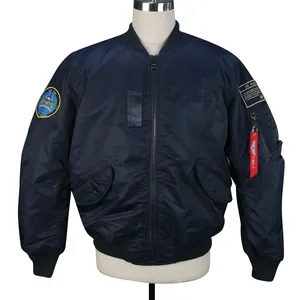 Blouson de vol bombardier pour homme, manteau en Nylon, noir, bleu marine et vert de l'armée, fait sur mesure, impression d'hiver, nouveau Style