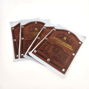 Embossed Wine Label Luxury Soft PU Leather with Rhinestone Custom Wine Label Sticker - Product Image 5