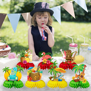 Centro de Mesa de Panal Hawaiano con Flamencos, Centros de Mesa Tropicales de Panal para Fiesta Temática de Verano Hawaiana <span class=keywords><strong>Aloha</strong></span> - Product Image 3