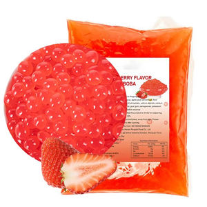 YINSHUO Billes de tapioca éclatantes à la fraise pour Bubble Tea, garnitures de boisson premium, 0,6 kg * 12 pots/carton - Product Image 1