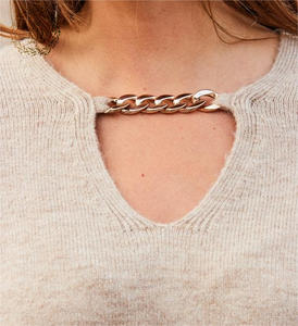 Produttore in <span class=keywords><strong>maglia</strong></span> KD OEM ODM manica lunga polsini a coste orlo maglieria di lusso in <span class=keywords><strong>oro</strong></span> maglione da <span class=keywords><strong>donna</strong></span> - Product Image 5