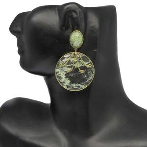 Boucles d'oreilles pendantes en verre craquelé Aqua, plaquées or, faites à la main, tendance, pour mariage, anniversaire, fête, fiançailles, cadeau - Product Image 3