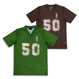 เสื้อฟุตบอลตาข่ายสีเขียวแบบซับลิเมชันเสื้อฟุตบอลอเมริกันดีไซน์แบบบ็อกซี่ฟิต - Product Image 4