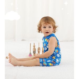 Tutina Estiva Personalizzata per Neonati Maschi, Senza Maniche, con Chiusura a Bottoni, in Viscosa di Bambù, 3-24 Mesi - Product Image 3