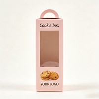 Custom LOGO Luxury Biscuit Cardboard Cookie Box with PVC Window Bakery Folding Shipping Box Donut Paper Display Box With Hanger