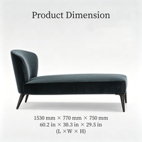 Canapé Chaise Longue Moderne en Velours avec Dossier Courbé et Pieds en Bois Massif pour Salon et Hôtel