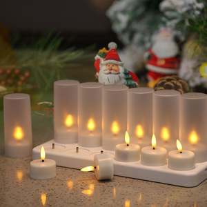 Romantische Dekorative 12 Stück Wiederaufladbare Teelichter Batteriebetrieben mit Fernbedienung und Timer <span class=keywords><strong>LED</strong></span> Flammenlose Flackernde Kerzen - Product Image 2