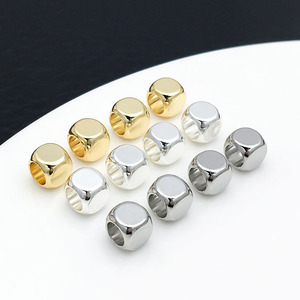 Gold And Silver Square <b>Spacer</b> Beads For DIY Jewelry Making 8mm Cube Bead Findings - Product Image 1