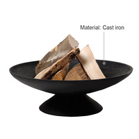 Esschert Design Unique 59x59x21cm Acier au carbone noir Revêtement en poudre Cheminée d'extérieur en fer Brûleur de foyer