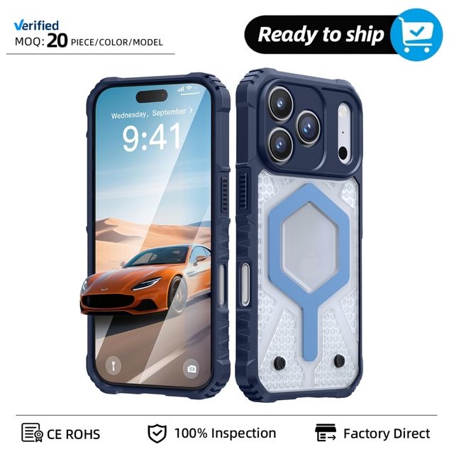 Shockproof Magnetic Sport Uv Phone case Wholesale Anti Drop Enhanced Edges Geometric Magnetic Attraction for iPhone 17 Pro Max