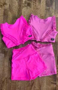 Odak kız kolsuz kırpma kolsuz yelek sutyen tayt tayt şort 2 parça spor Fitness setleri çocuklar spor Fitness setleri - Product Image 5