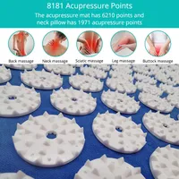 Tapis d'acupression et ensemble d'oreiller de massage Sensi pour soulager les douleurs au cou, aux pieds et au dos avec des matériaux en coton et en PVC