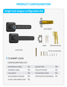 Lifelibero tuya BLE Bảng điều khiển hợp kim nhôm airbnb núm sinh trắc học Khóa cửa thông minh nhận dạng vân tay cho phòng ngủ phía trước nhà - Product Image 4