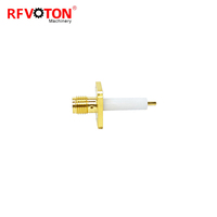 Connecteur SMA femelle coaxial RF à bride 4 trous avec isolateur allongé de 15 mm et broche de 3 mm
